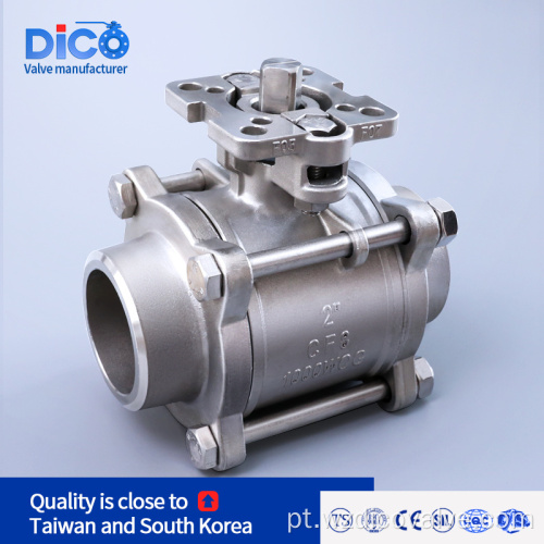 Butt Weld End com ISO5211 3pc Ball Valve